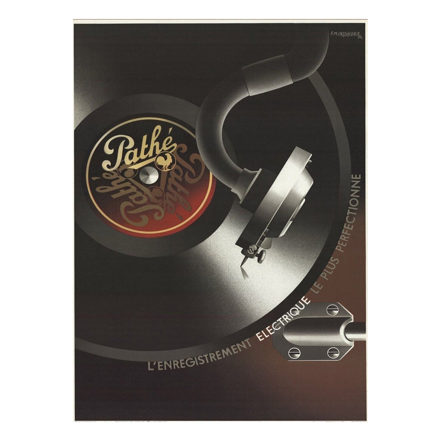 1981 Pathe Record Player Poster originale d'epoca in vendita