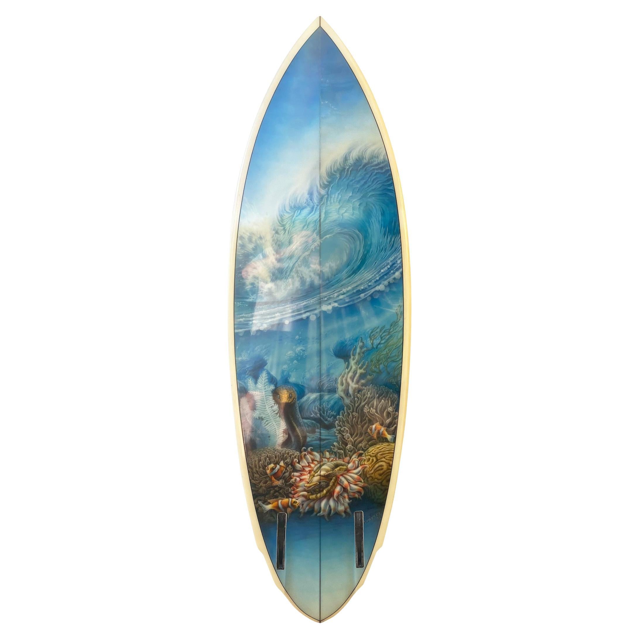 1981 Phil Roberts Wandkunstwerk auf M.T.B. Twin Fin Surfboard