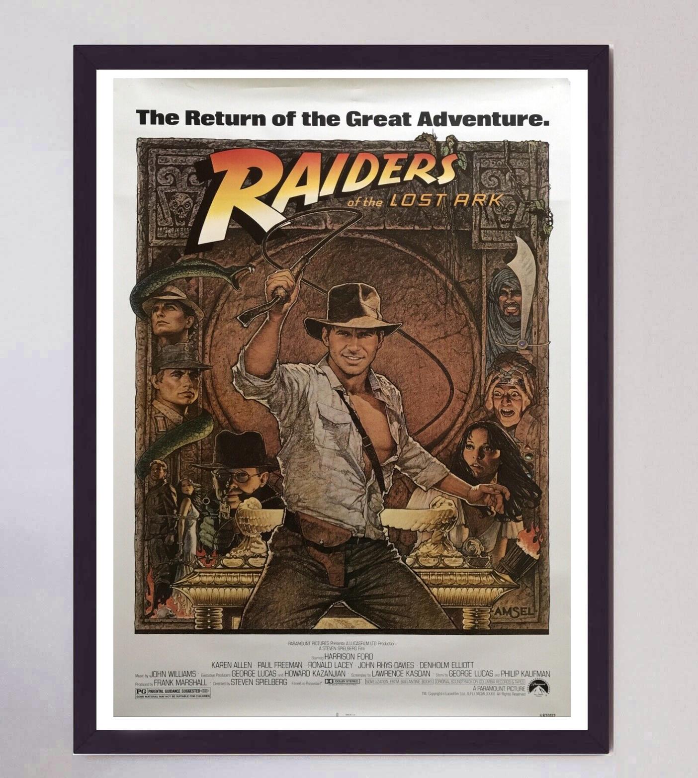 Fin du 20e siècle Affiche vintage d'origine Raiders of the Lost Ark, 1981 en vente