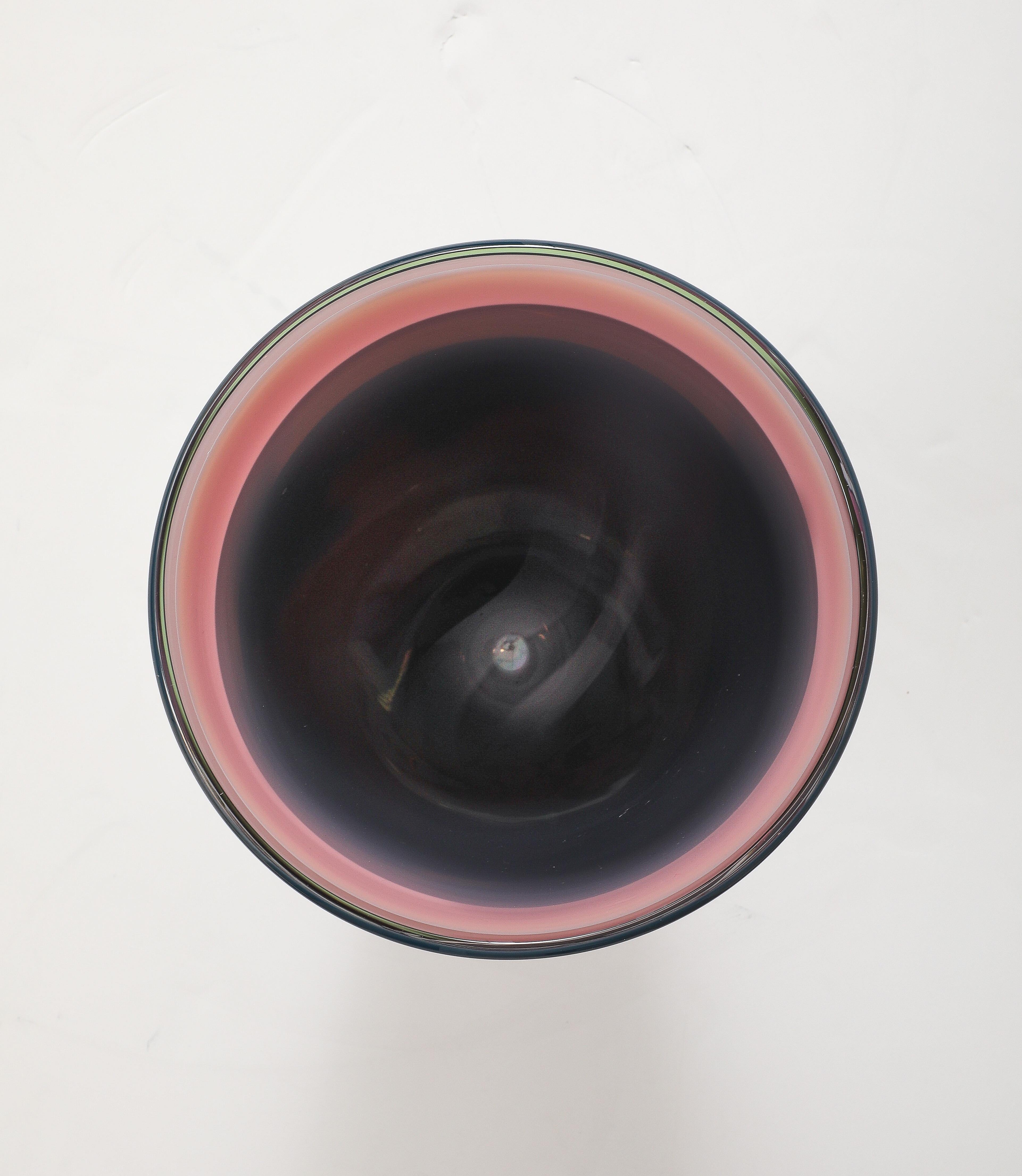 Mid-Century moderno 1981 Rick Bernstein Vaso modernista in vetro artistico in vendita
