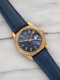 1981 Rolex Datejust 16018 18K Yellow Gold Blue Dial Automatic 36mm Papers