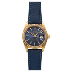 1981 Rolex Datejust 16018 18K Yellow Gold Blue Dial Automatic 36mm Papers