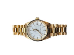 1981 Rolex Datejust 31 President 6827 18K Yellow Gold Watch White Roman #24681