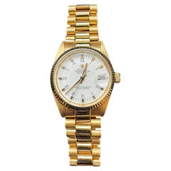 1981 Rolex Datejust 31 President 6827 18K Yellow Gold Watch White Roman #24681