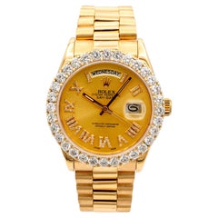 1981 Rolex Day-Date 36mm 18038 Diamond Dial Bezel 18K Yellow Gold Watch