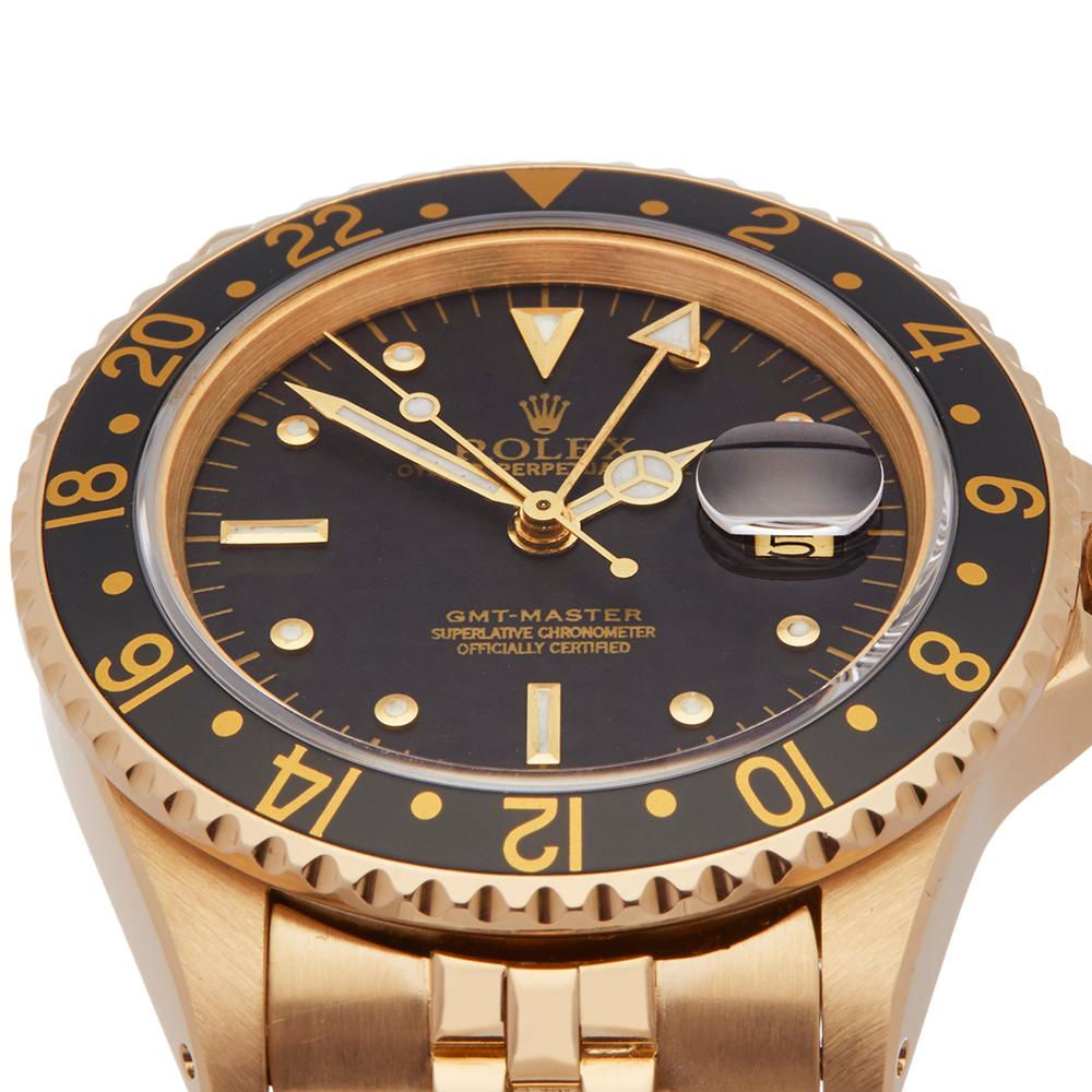 1981 Rolex GMT-Master Yellow Gold 16758 Wristwatch In Fair Condition In Bishops Stortford, Hertfordshire