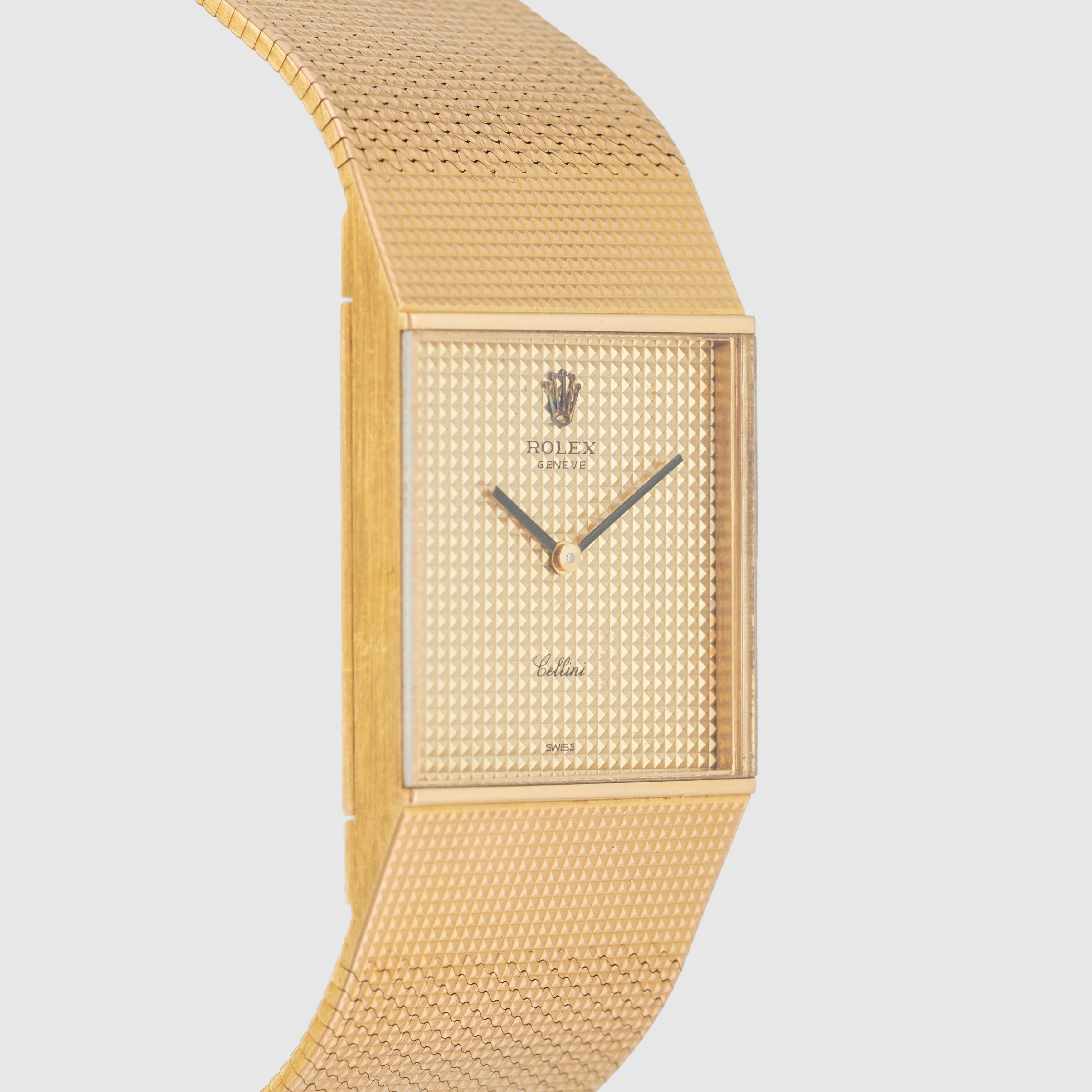 1981 Rolex King Midas Cellini Quadrante Hobnail non lucidato Ref. 4312/8 (con documenti) in vendita 1
