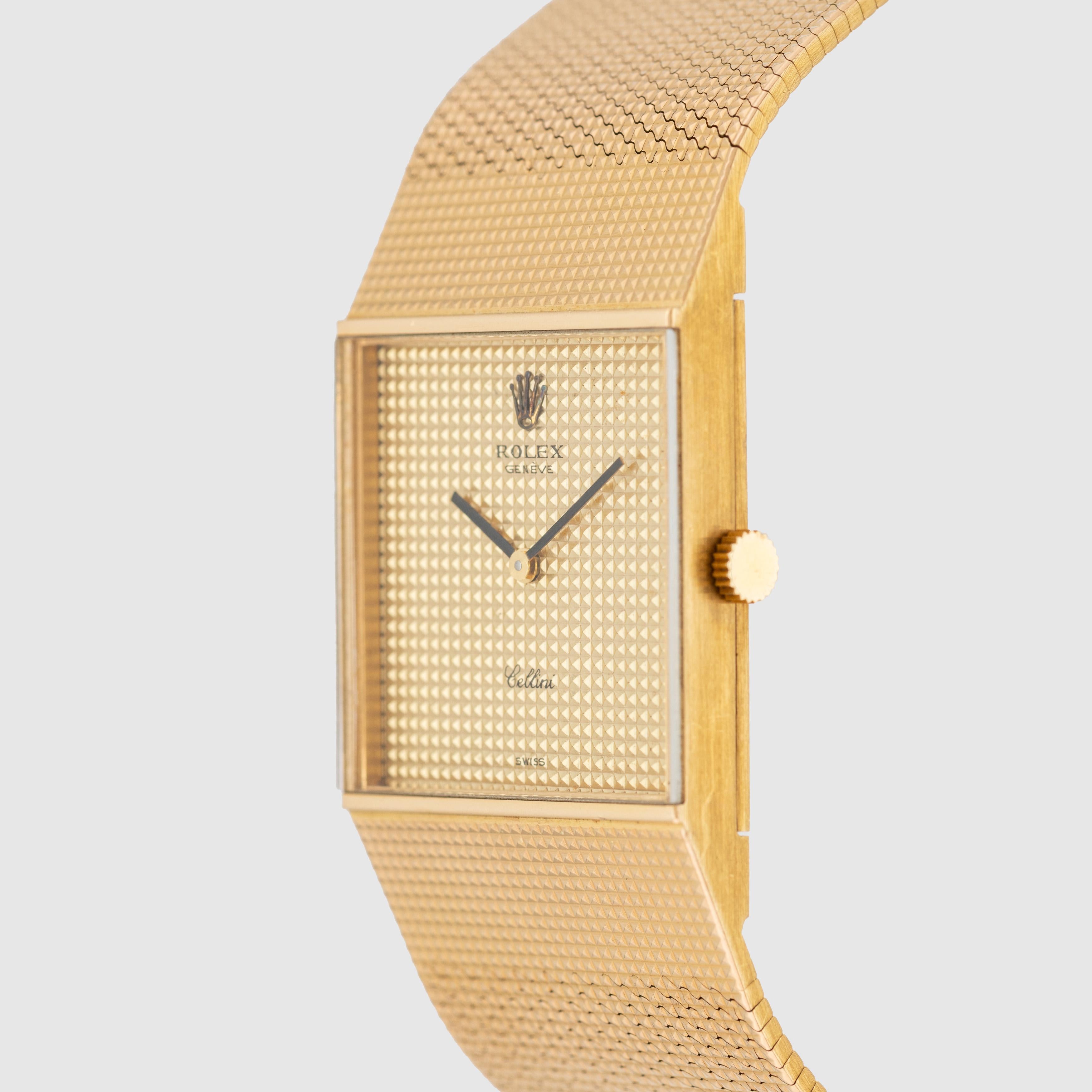 1981 Rolex King Midas Cellini Quadrante Hobnail non lucidato Ref. 4312/8 (con documenti) in vendita 2