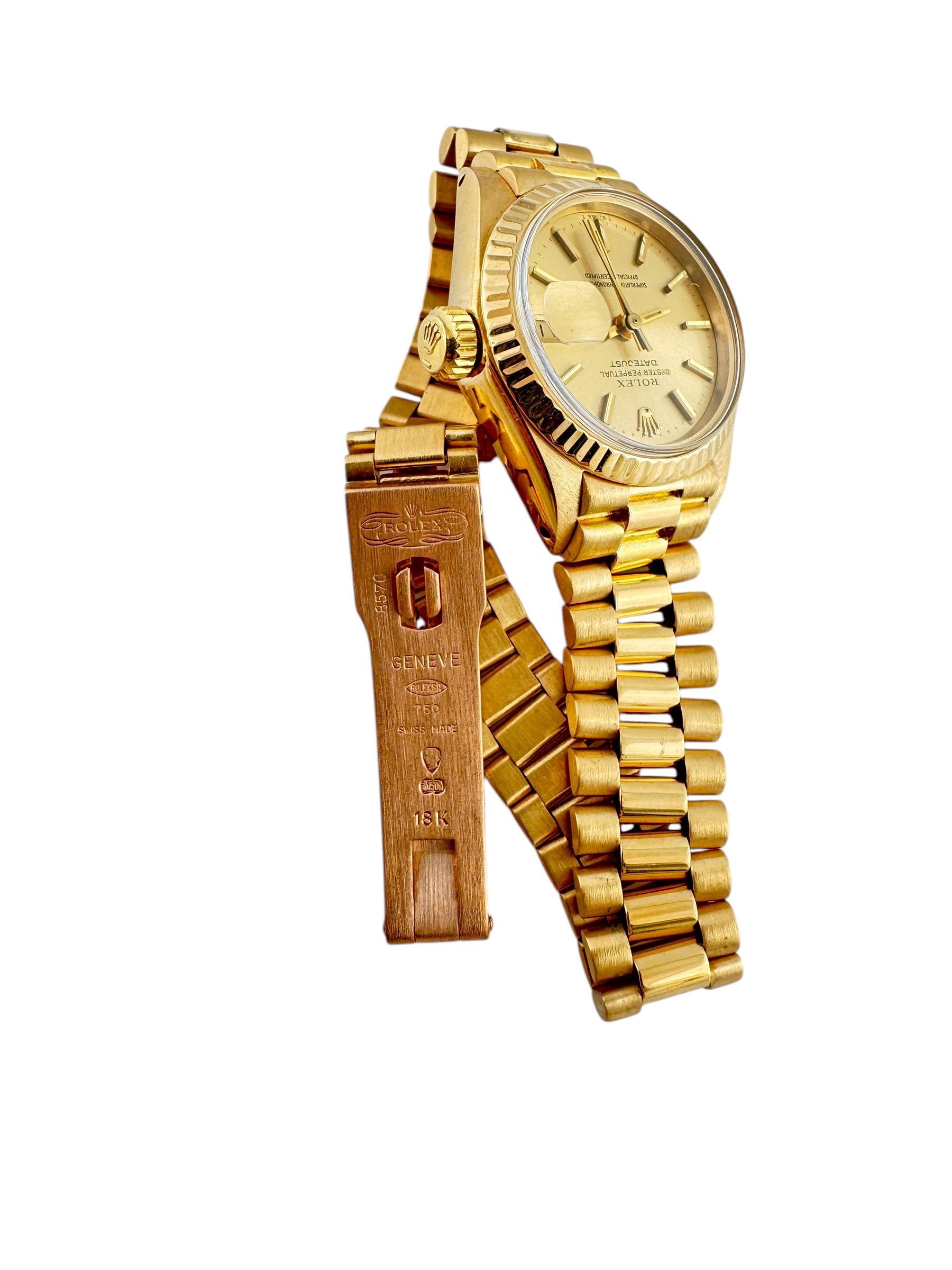 1981 Reloj Rolex de oro amarillo de 18 quilates para señora 6917 Correa jubileo 26 mm #20298 en venta 5