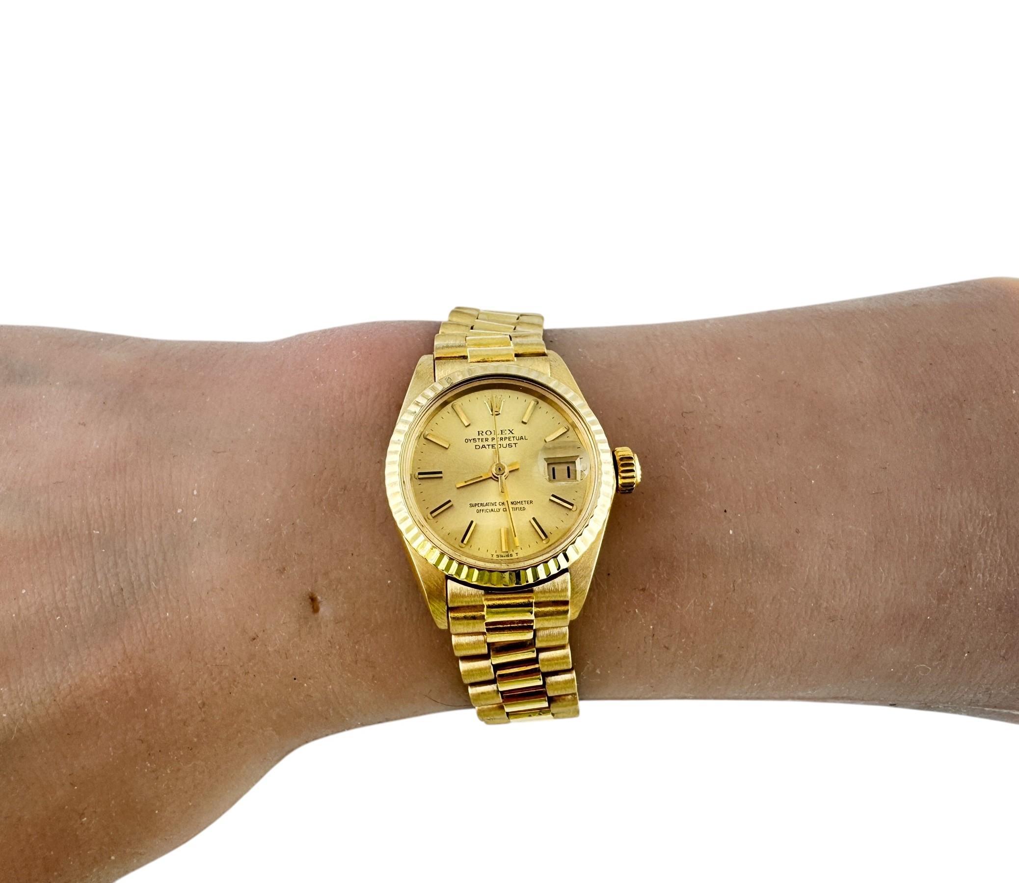 1981 Reloj Rolex de oro amarillo de 18 quilates para señora 6917 Correa jubileo 26 mm #20298 en venta 9