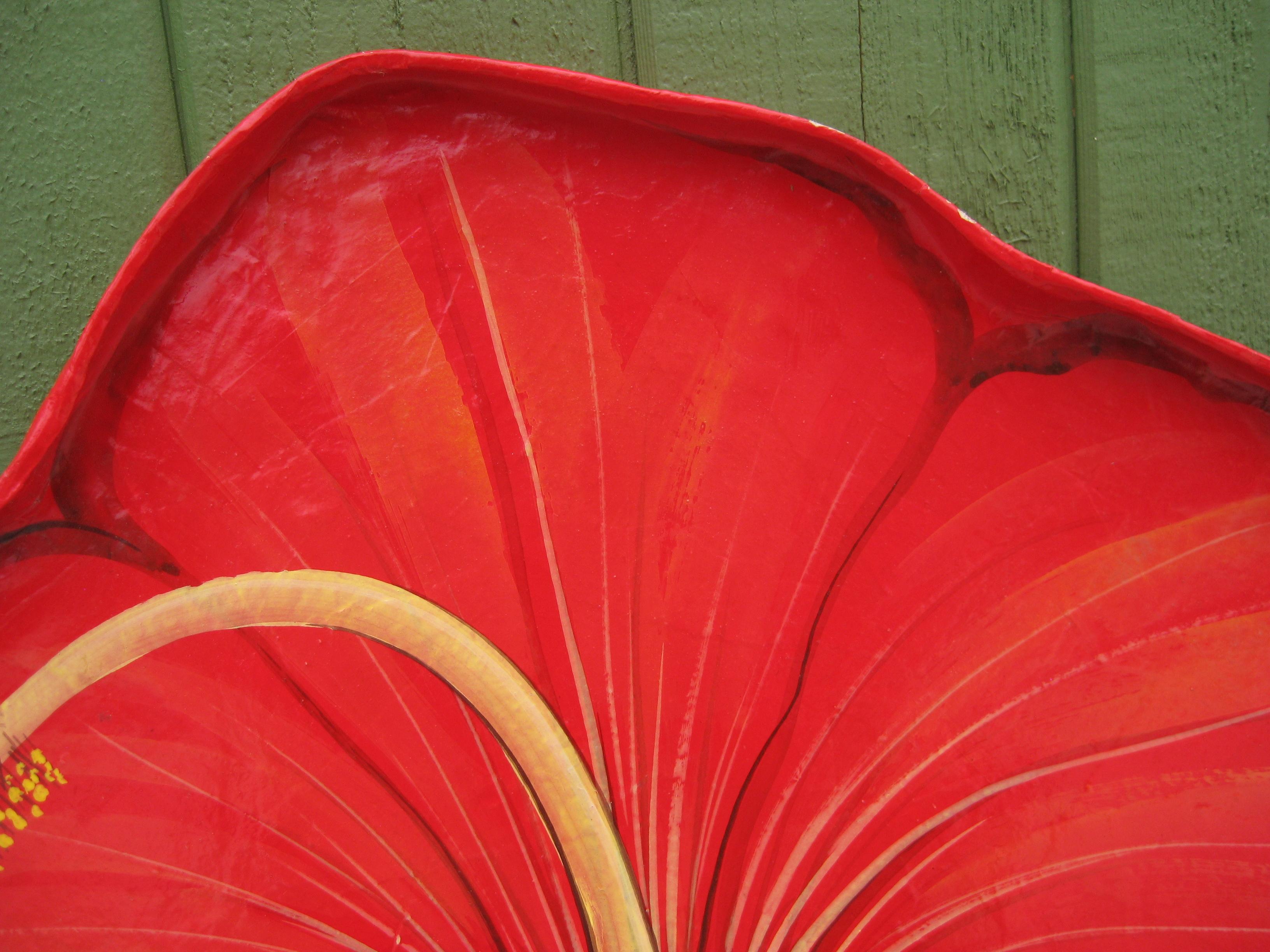 1981 Rosenthal-Netter Hand Painted Papier Mache Hibiscus Flower Serving Tray 22