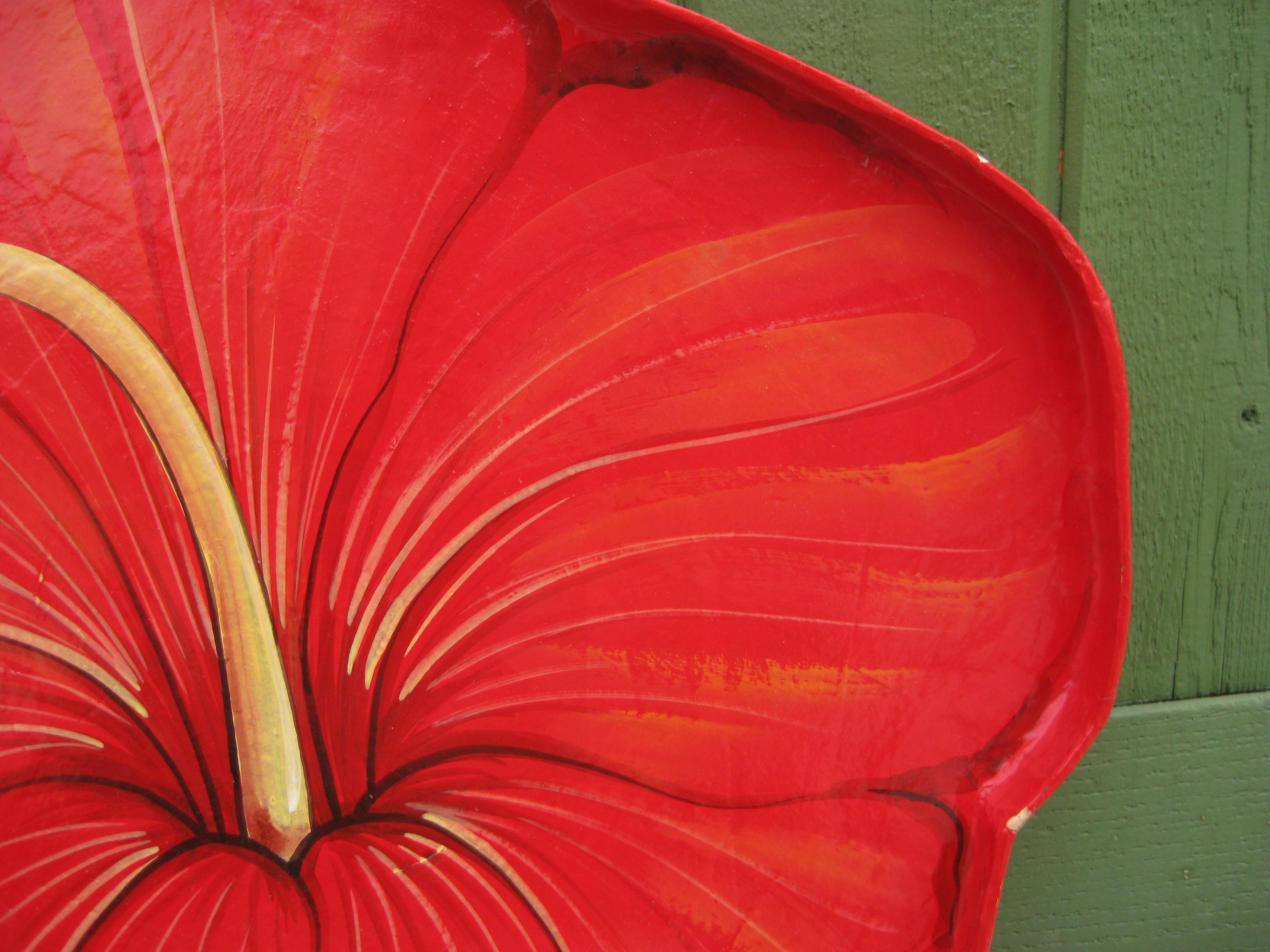 Paper 1981 Rosenthal-Netter Hand Painted Papier Mache Hibiscus Flower Serving Tray 22