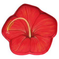 1981 Rosenthal-Netter Hand Painted Papier Mache Hibiscus Flower Serving Tray 22"