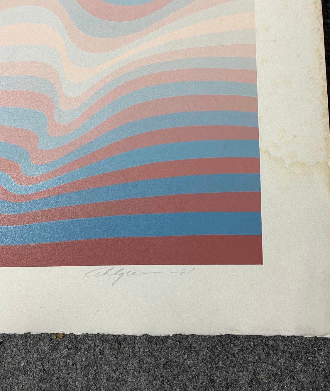 American 1981 Roy Ahlgren “Big Sur” Op Art Serigraph For Sale