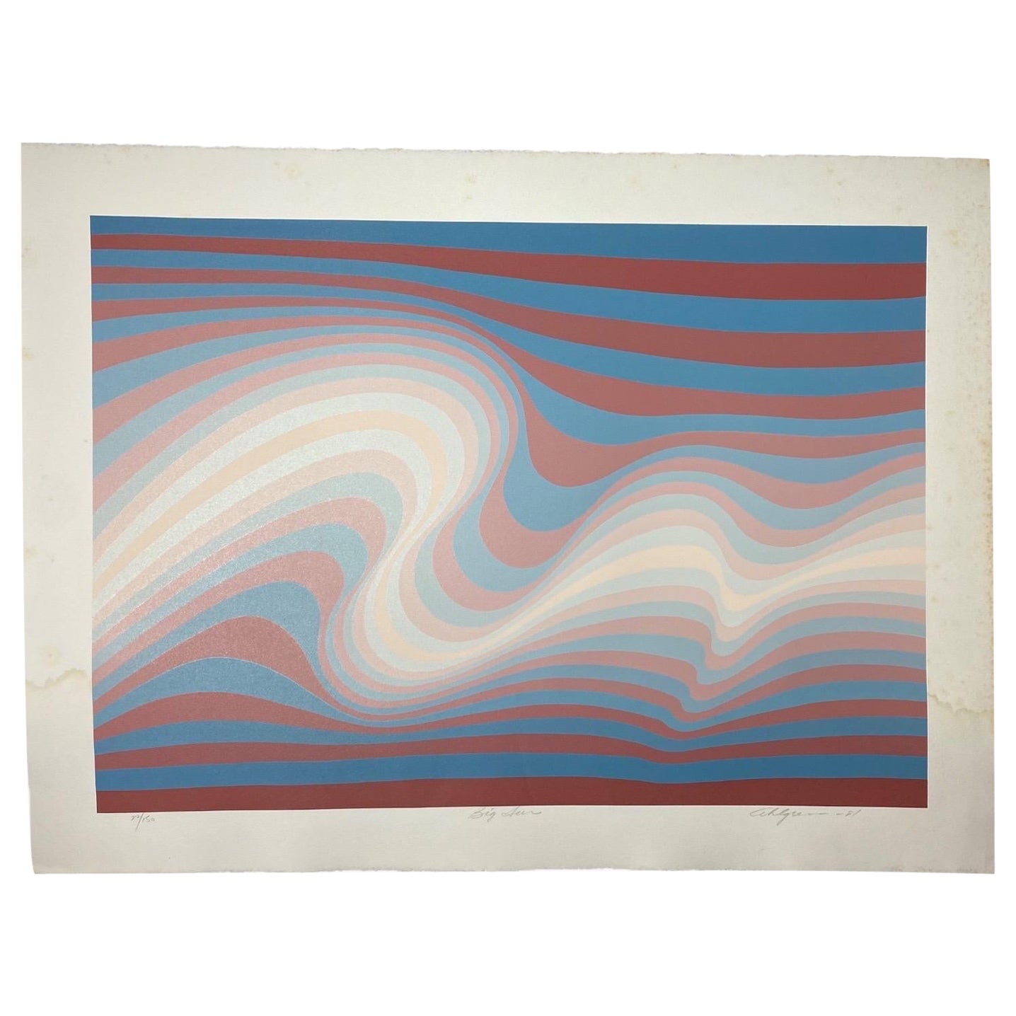1981 Roy Ahlgren “Big Sur” Op Art Serigraph