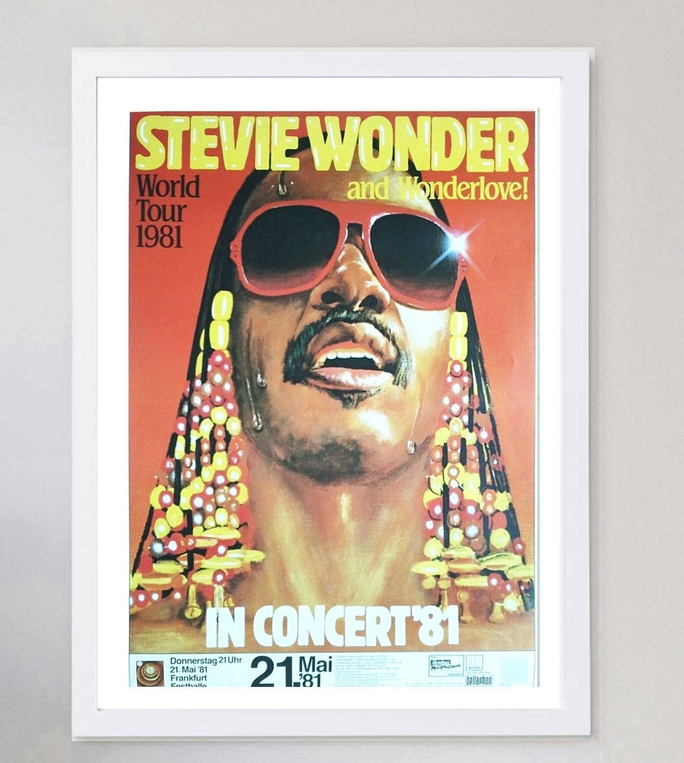 1981 Stevie Wonder- In Concert '81 Poster originale d'epoca In condizioni buone in vendita a Winchester, GB
