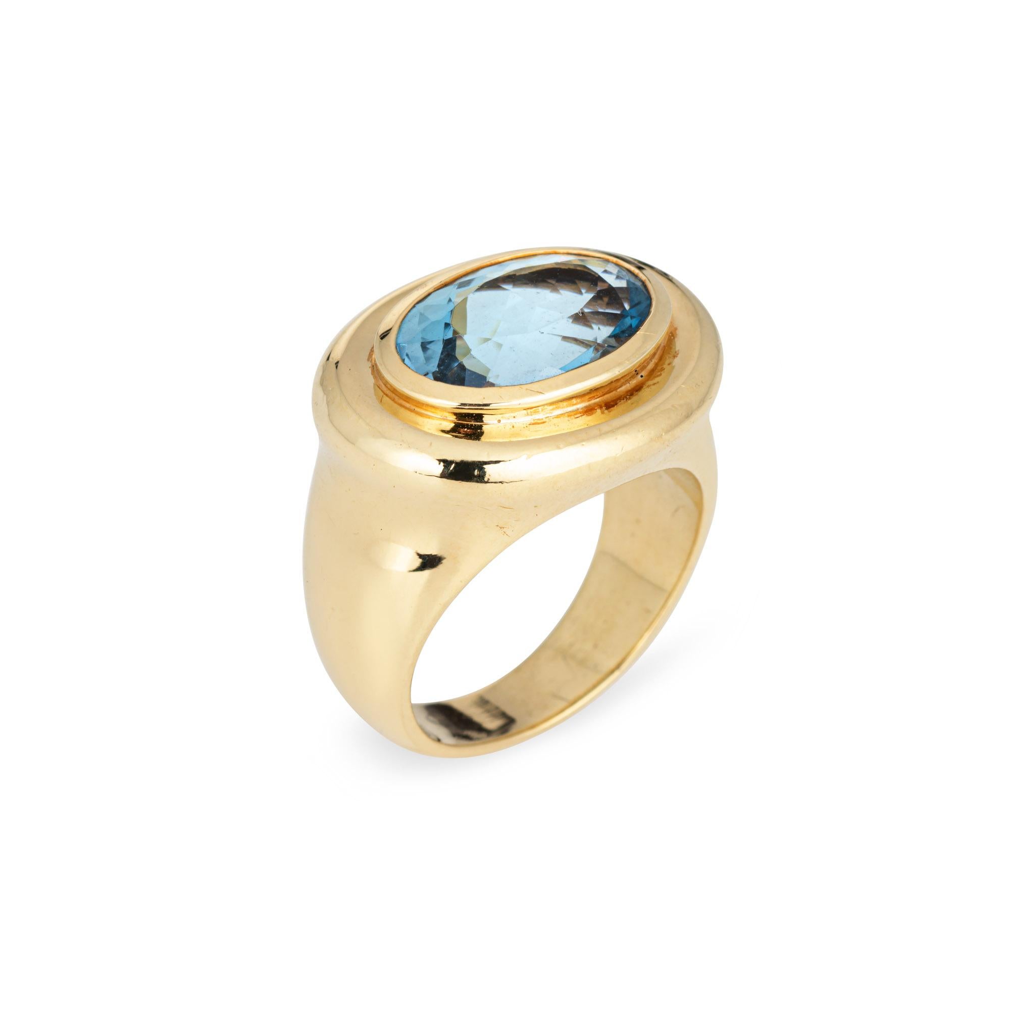 Rare vintage Tiffany & Co aquamarine ring designed by Paloma Picasso, crafted in 18 karat yellow gold (circa 1981).  

Oval faceted aquamarine measures 13mm x 8mm. The aquamarine is in very good condition and free of cracks or chips.

Dating to 1981