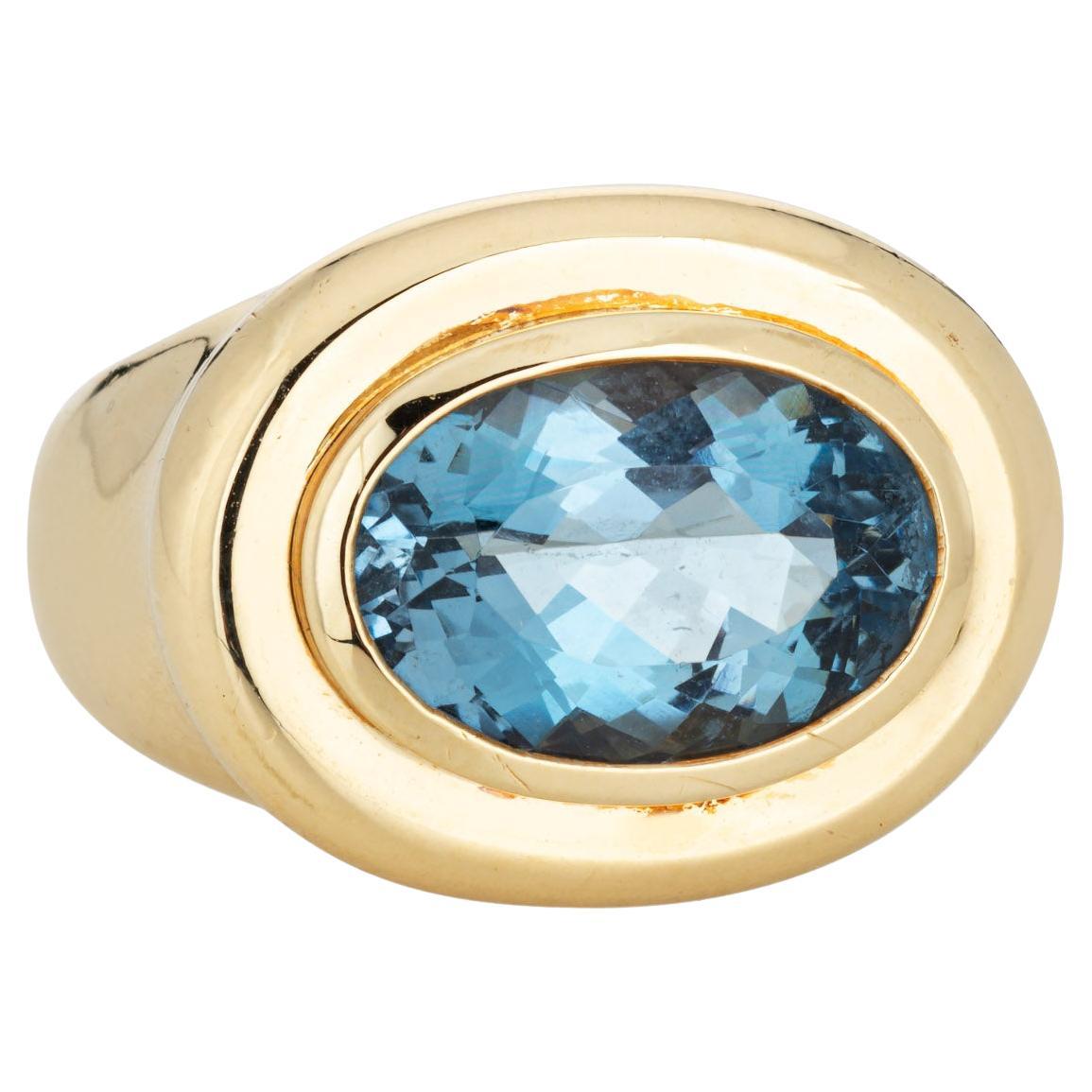 1981 Tiffany & Co Aquamarine Ring Paloma Picasso Vintage 18k Gold Sz 6.5