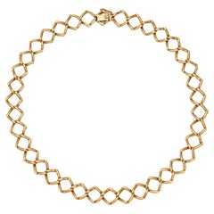 1981 Tiffany & Co Necklace Paloma Picasso Retro Triangle Link 18k Gold 15"
