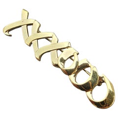 1981 Tiffany & Co. Paloma Picasso XXXOOO Brosche Pin 18k Gelbgold 2,75" 13,1g