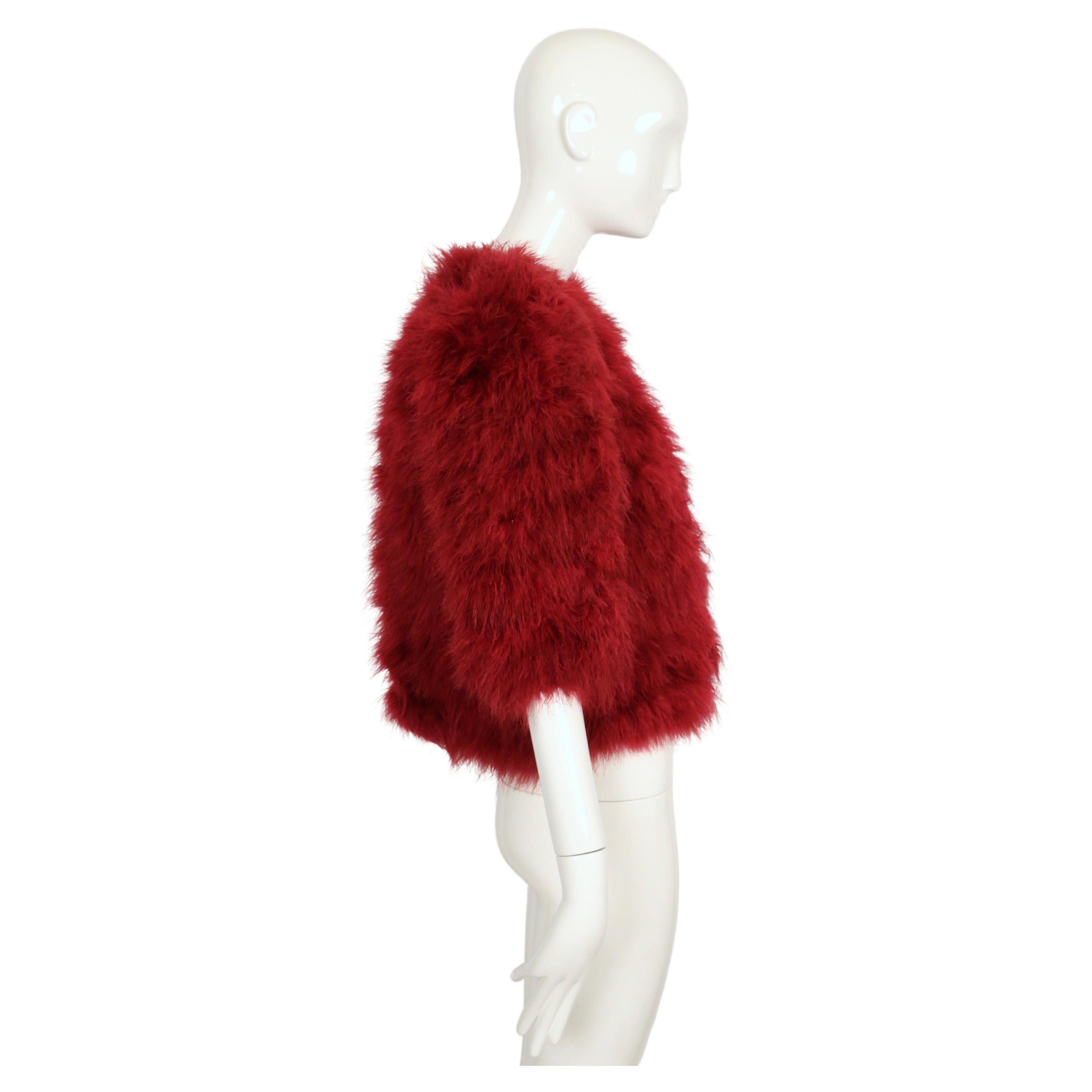 1981 Yves Saint Laurent, giacca RUNWAY fucsia con piume di marabù In condizioni buone in vendita a San Fransisco, CA