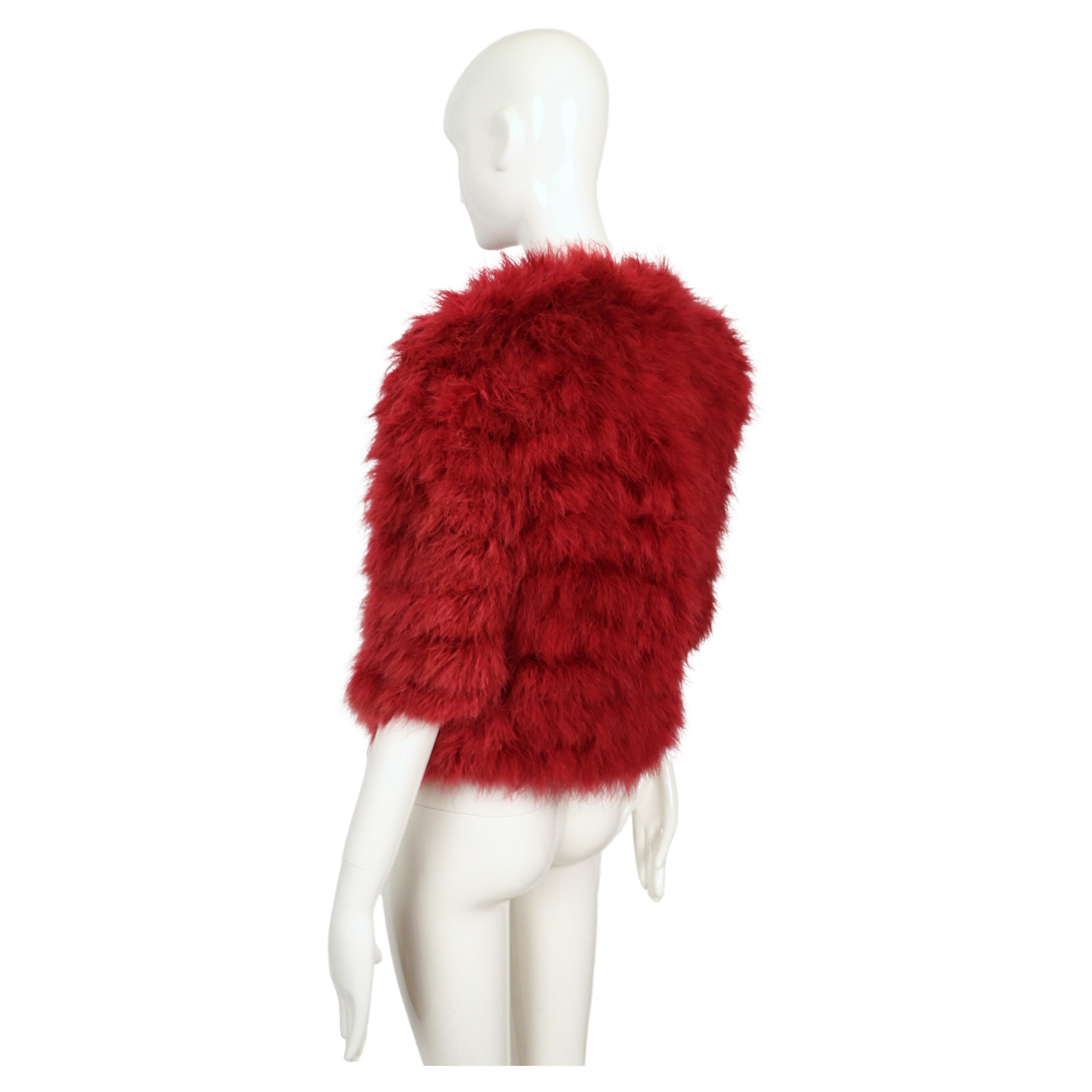 1981 Yves Saint Laurent, giacca RUNWAY fucsia con piume di marabù in vendita 2