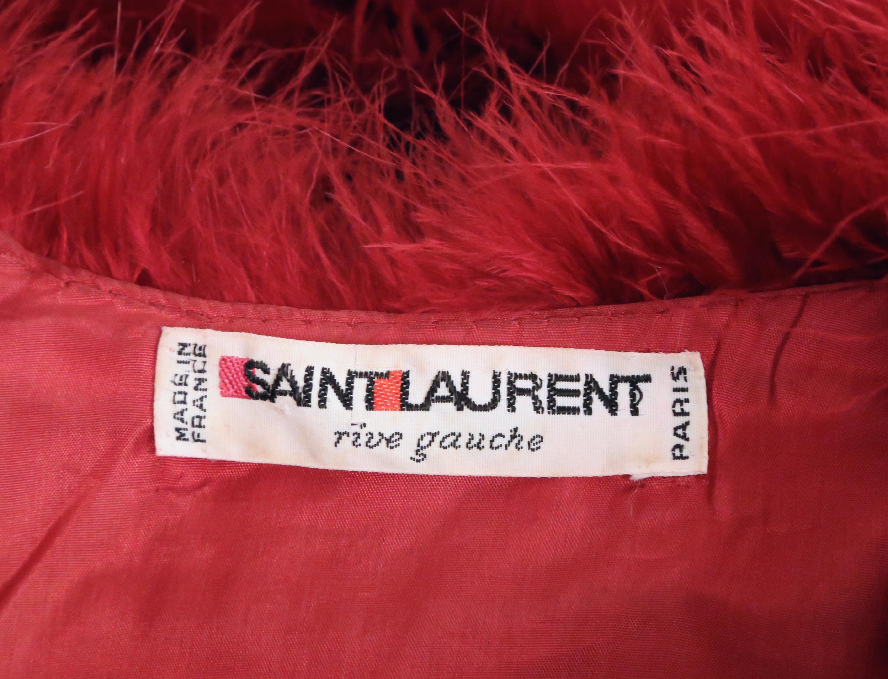 1981 Yves Saint Laurent, giacca RUNWAY fucsia con piume di marabù in vendita 4