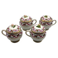 1982-2006 Set of 4 Covered Italian Porcelain Pot de Cremes by Richard Ginori
