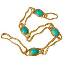 Angela Cummings for Tiffany & Co. Persian Turquoise Gold Link Necklace 1982