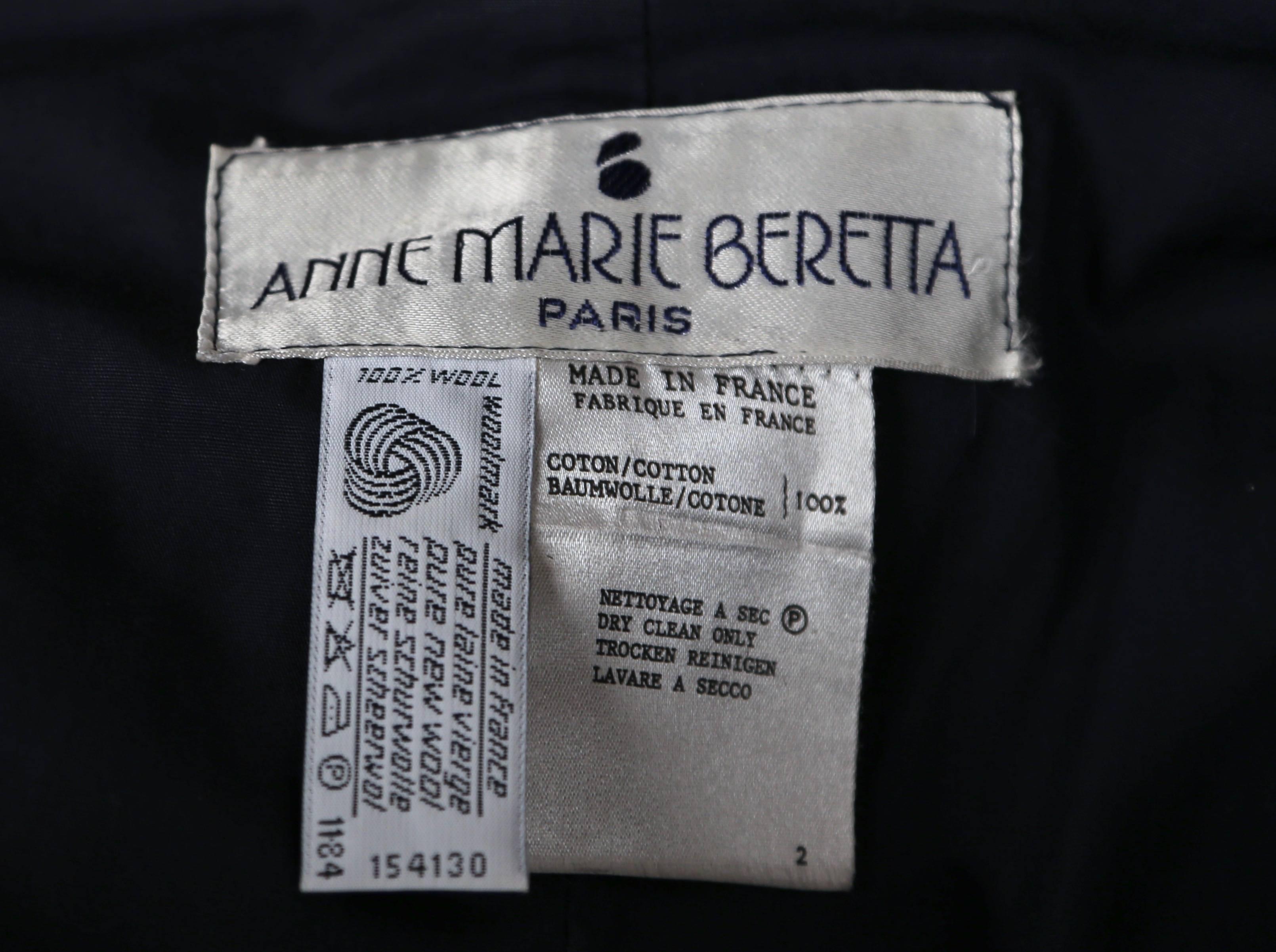 Black 1982 ANNE MARIE BERETTA dark navy oversized wool coat with metal snaps