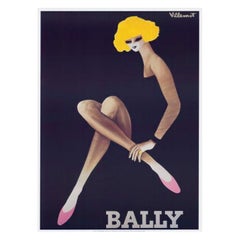 1982 Bally - Rosa Schuhe Original Vintage-Poster