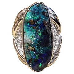 19.82 carat Boulder Opal and Diamond Ring in Platinum