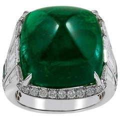 Anillo de diamantes esmeralda colombiana Sugarloaf de 19,82 quilates