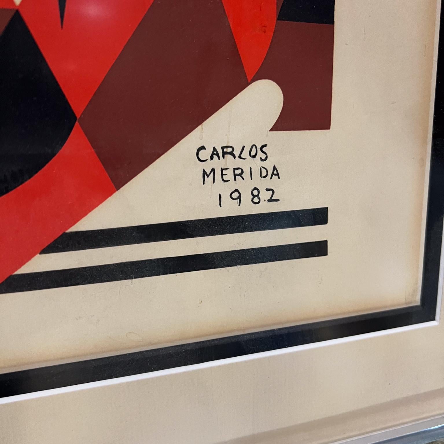 1982 Carlos Mérida Modernistisches Kunstwerk Kubistisch Pre-Columbianisch  im Zustand „Gut“ im Angebot in Chula Vista, CA