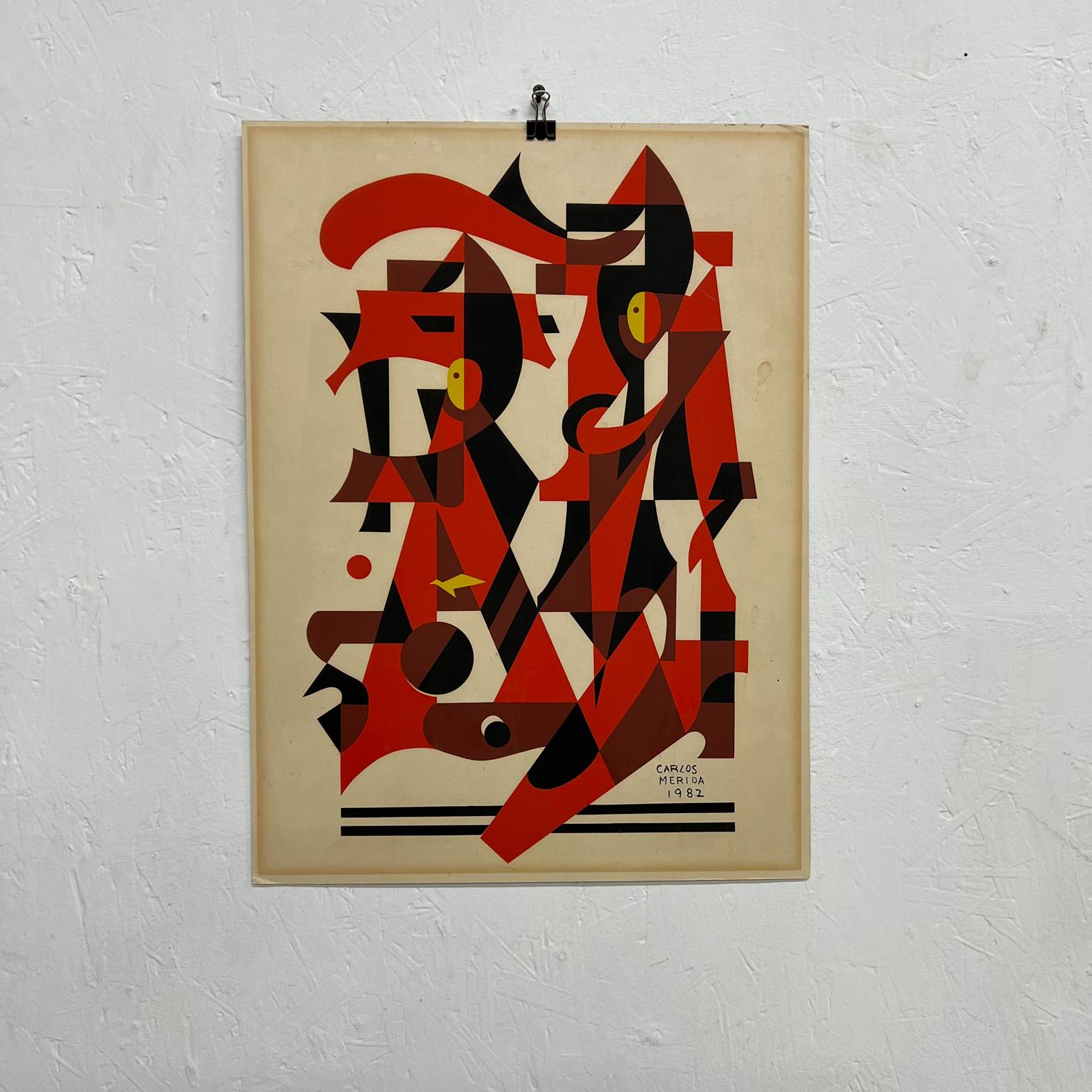 
1982 Carlos Mérida Obra de Arte Modernista Cubista Precolombino 
Litografía Papel Impresión Dibujo 
Sin enmarcar
14,75 ancho x 20 alto
Estado original de segunda mano sin restaurar. El papel muestra signos de envejecimiento.
Consulte todas las