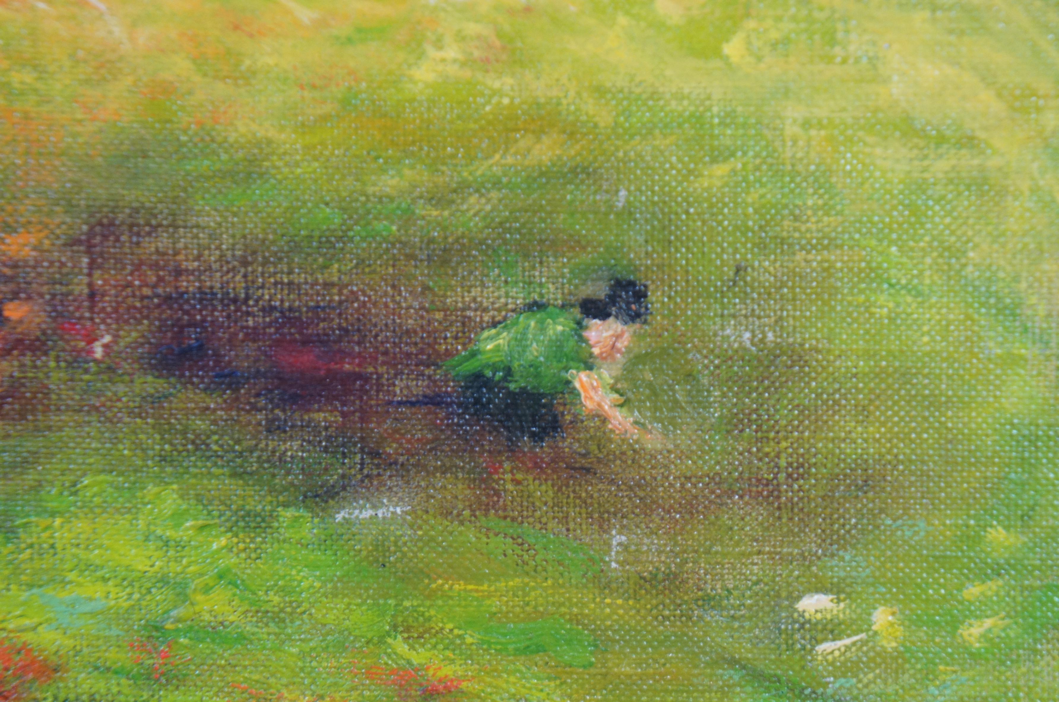 Toile Peinture à l'huile impressionniste sur toile de paysage de Chun Hwa Hwang, 1982 en vente