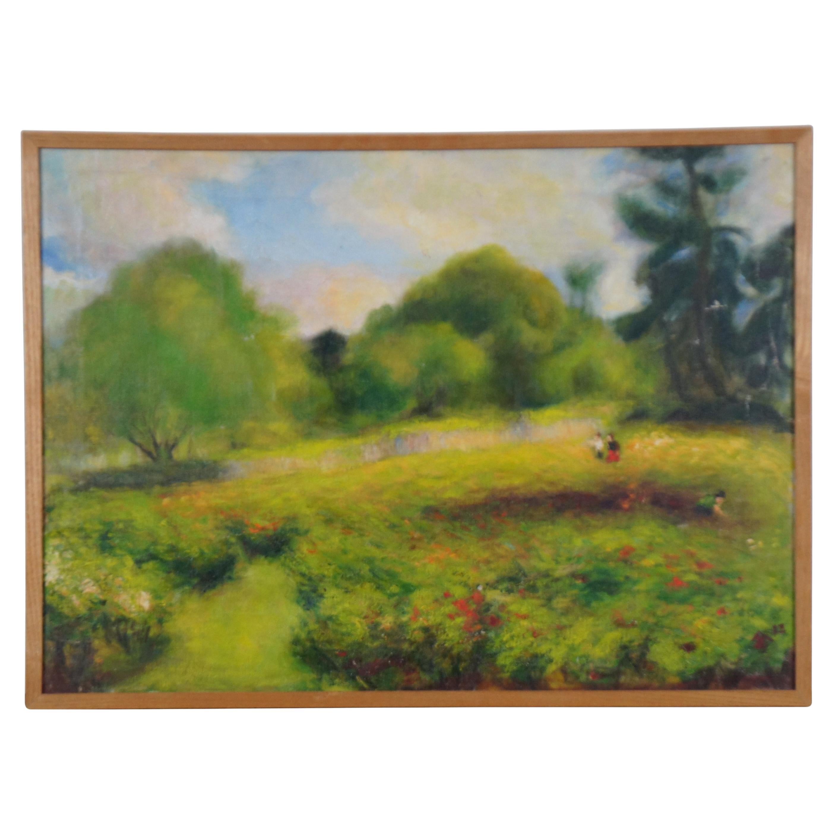 1982 Chun Hwa Hwang Impressionist Oil Landscape Painting on Canvas