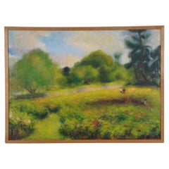 1982 Chun Hwa Hwang Impressionist Oil Landscape Painting on Canvas
