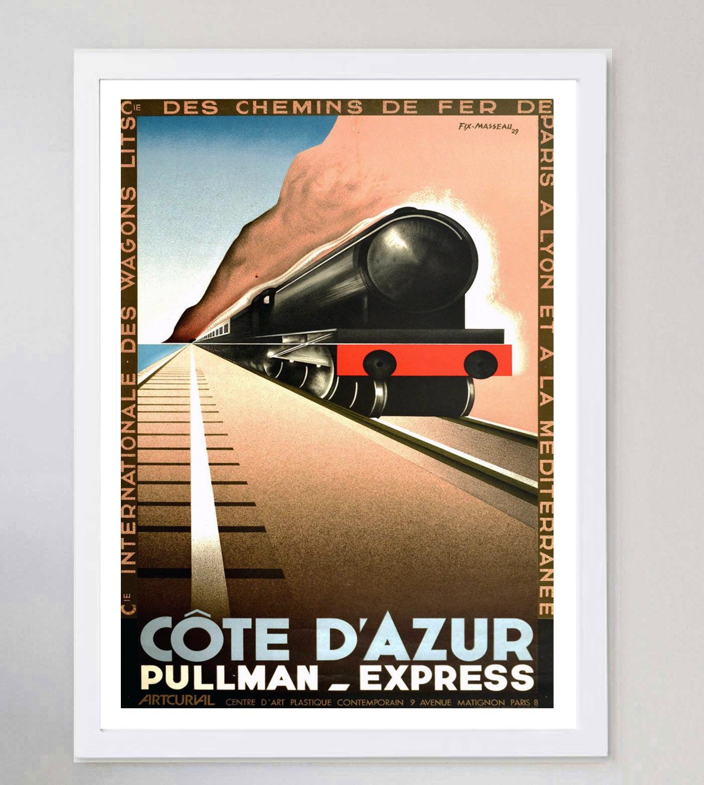 Fin du 20e siècle Affiche vintage d'origine Pullman Express - Fix-Masseau, Côte d'Azur, 1982 en vente