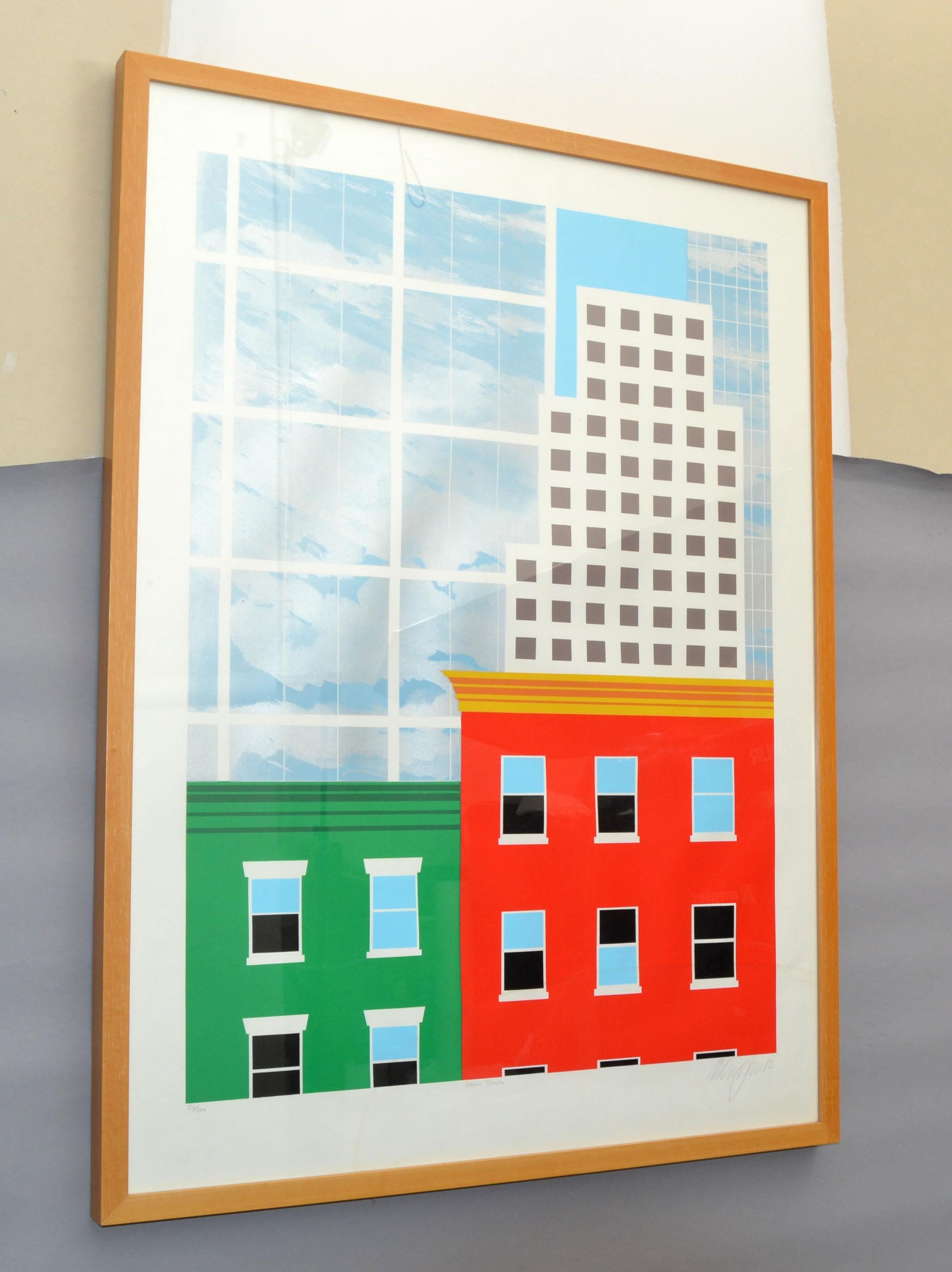 Hand-Painted 1982 Down Town New York Signed Artist Mid-Century Modern Wall Painting Fine Art For Sale