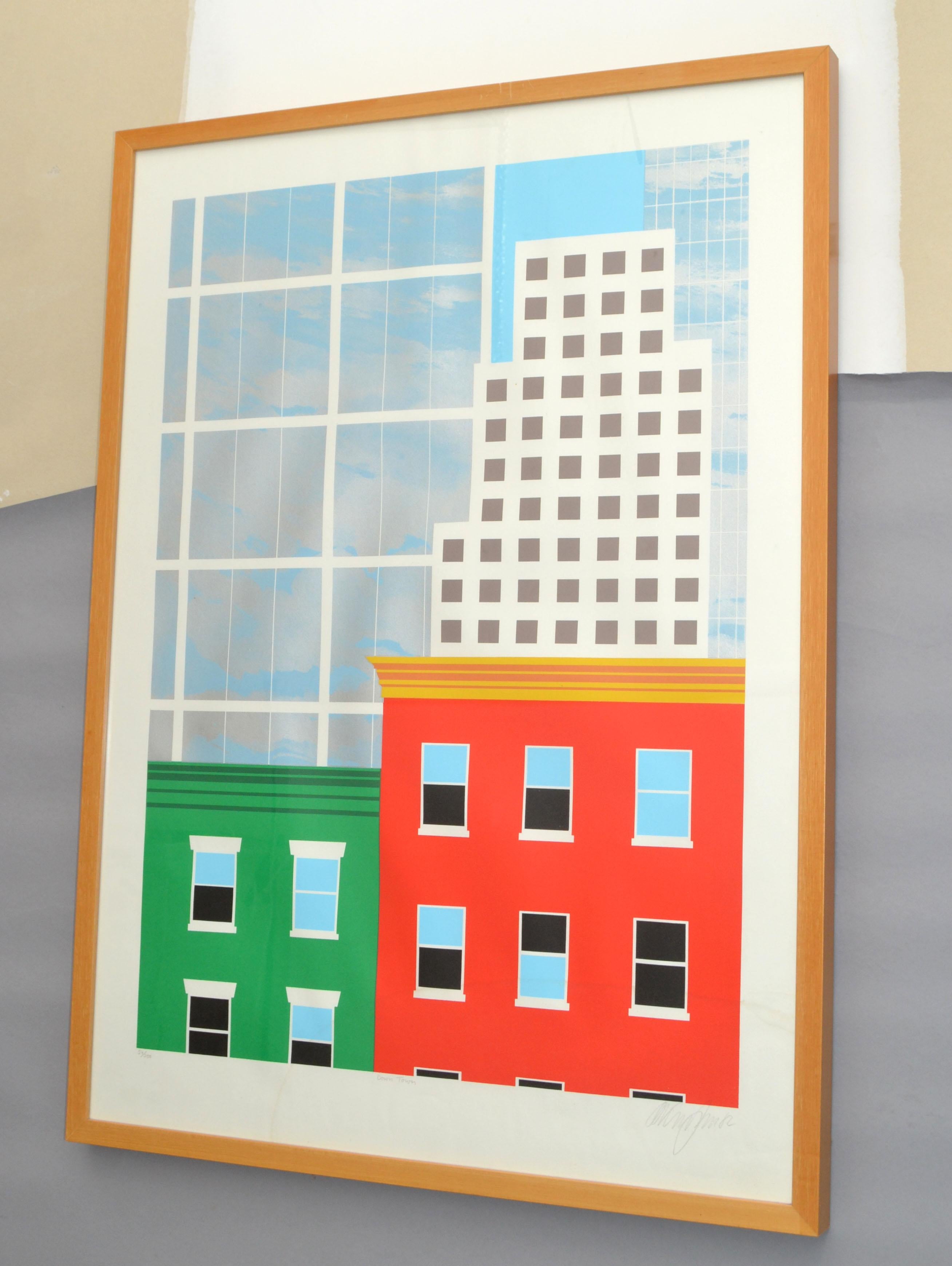 1982 Down Town New York Signed Artist Mid-Century Modern Wall Painting Fine Art In Good Condition For Sale In Miami, FL