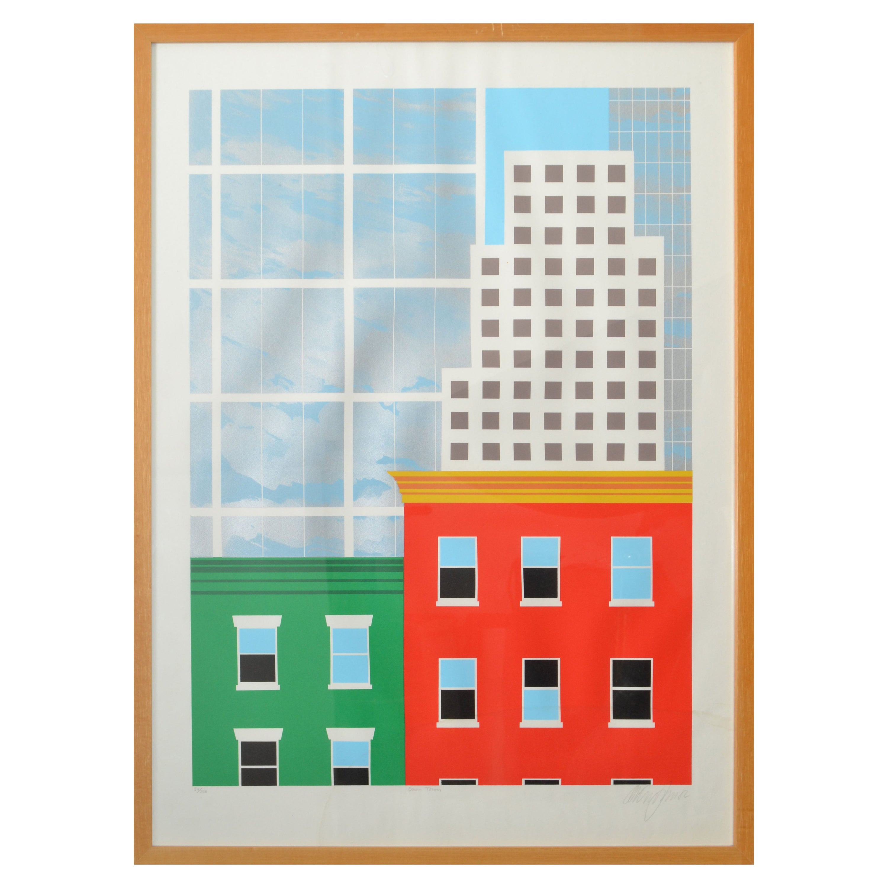 1982 Down Town New York, signiertes Künstlergemälde, Mid-Century Modern, Wandgemälde, bildende Kunst im Angebot