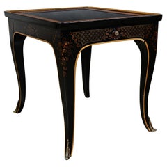 1982 Drexel Heritage ET Cetera Chinoiserie End Table Black & Burl with Ormolu
