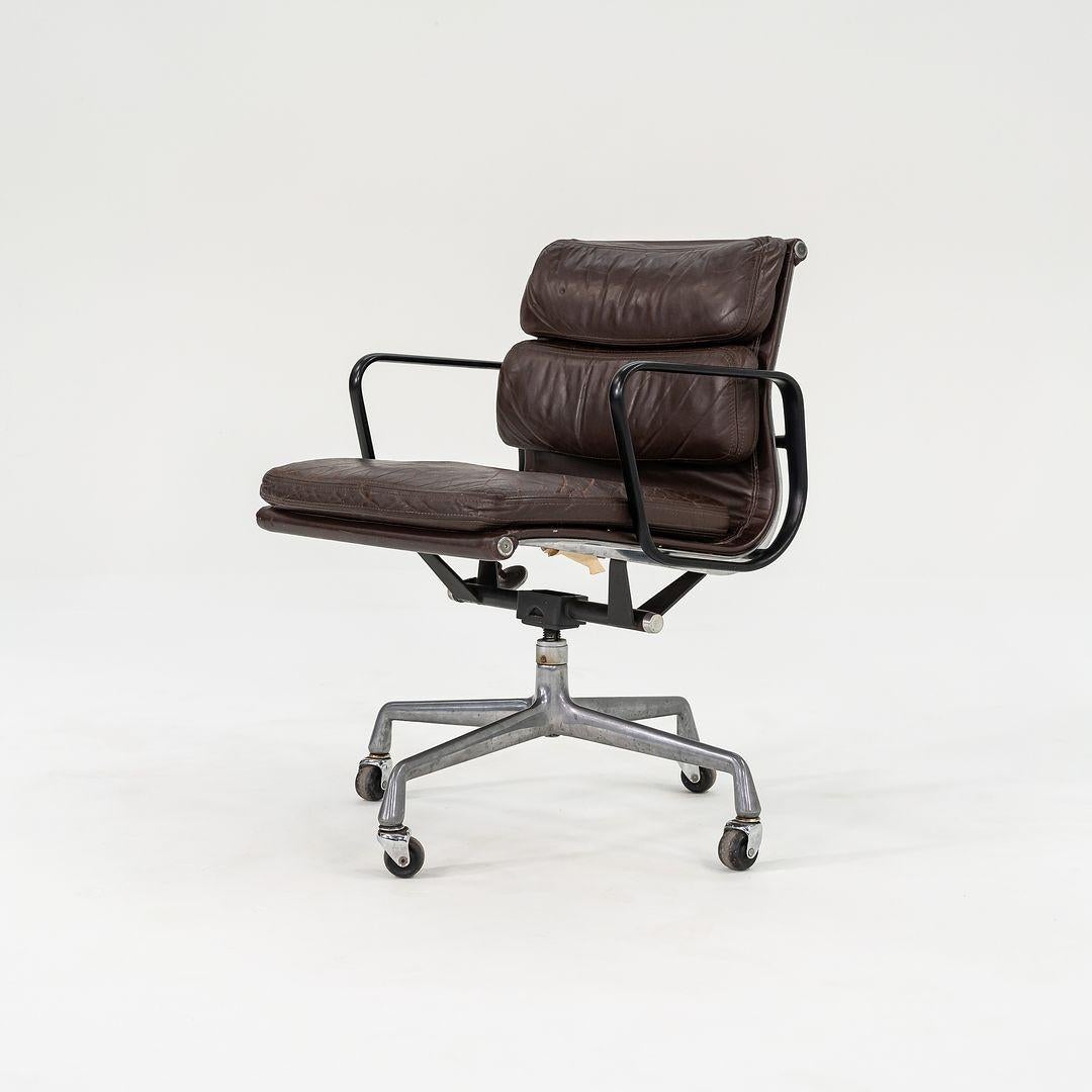 Aluminum 1982 Eames Herman Miller Soft Pad Management Desk Chair w/ Brown Leather