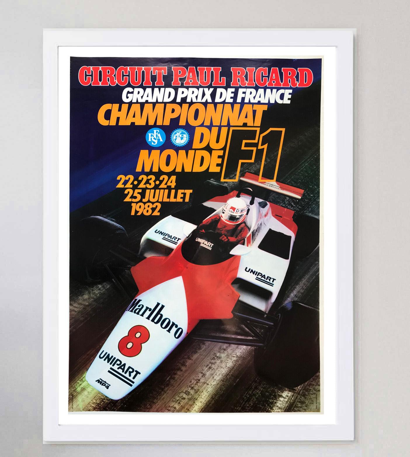 Affiche vintage originale du Grand Prix de France de 1982 Paul Ricard Bon état - En vente à Winchester, GB