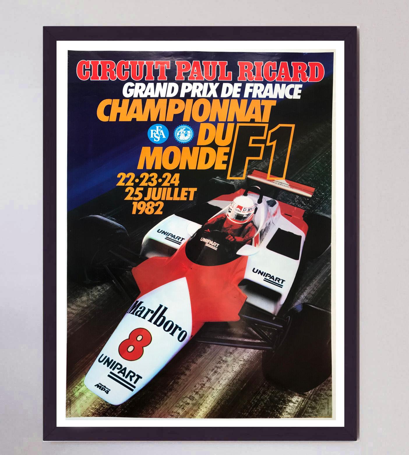 Fin du 20e siècle Affiche vintage originale du Grand Prix de France de 1982 Paul Ricard en vente