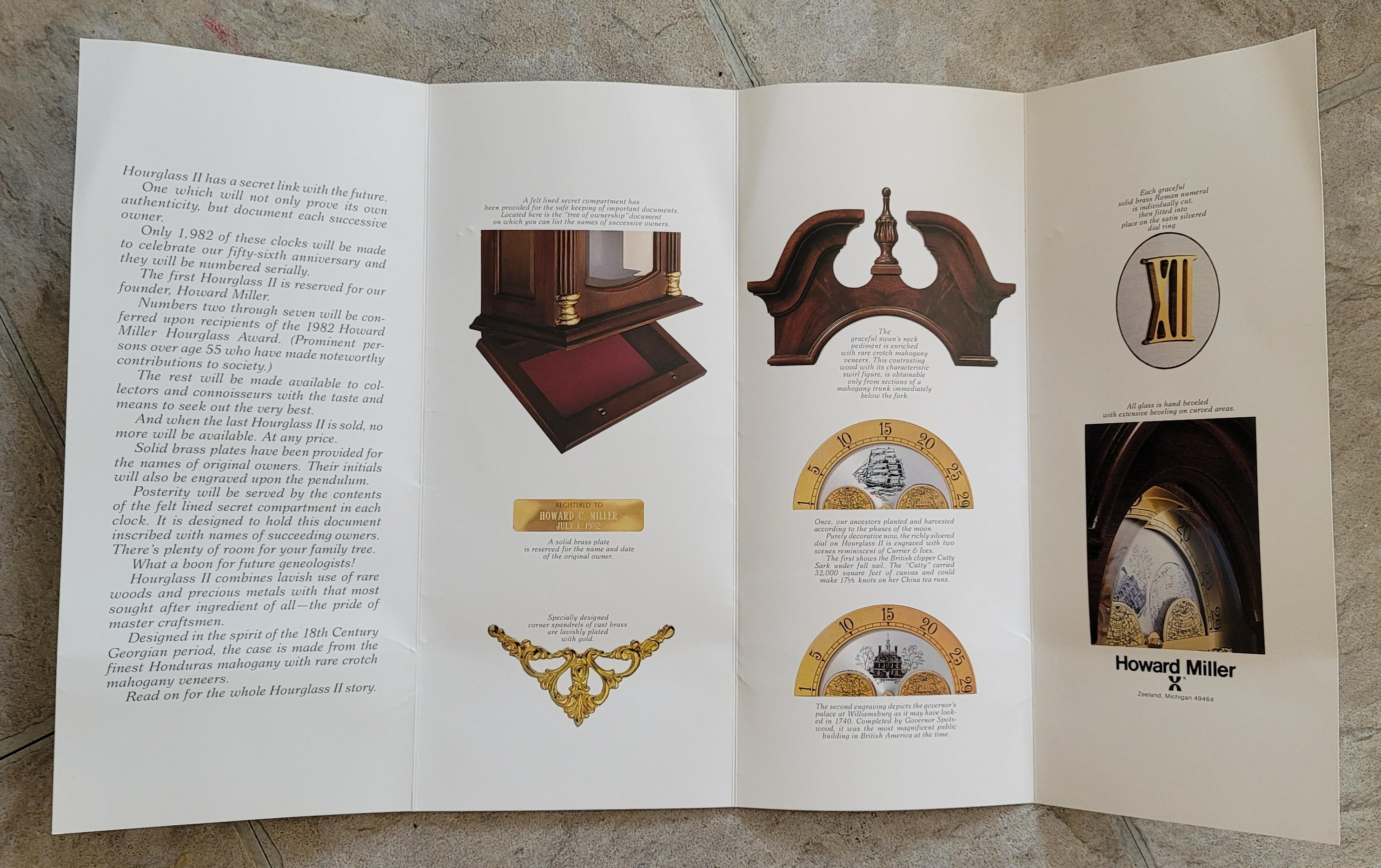 1982 Howard Miller Limited Edition Mahogany Hourglass II Mantle Clock For Sale 8
