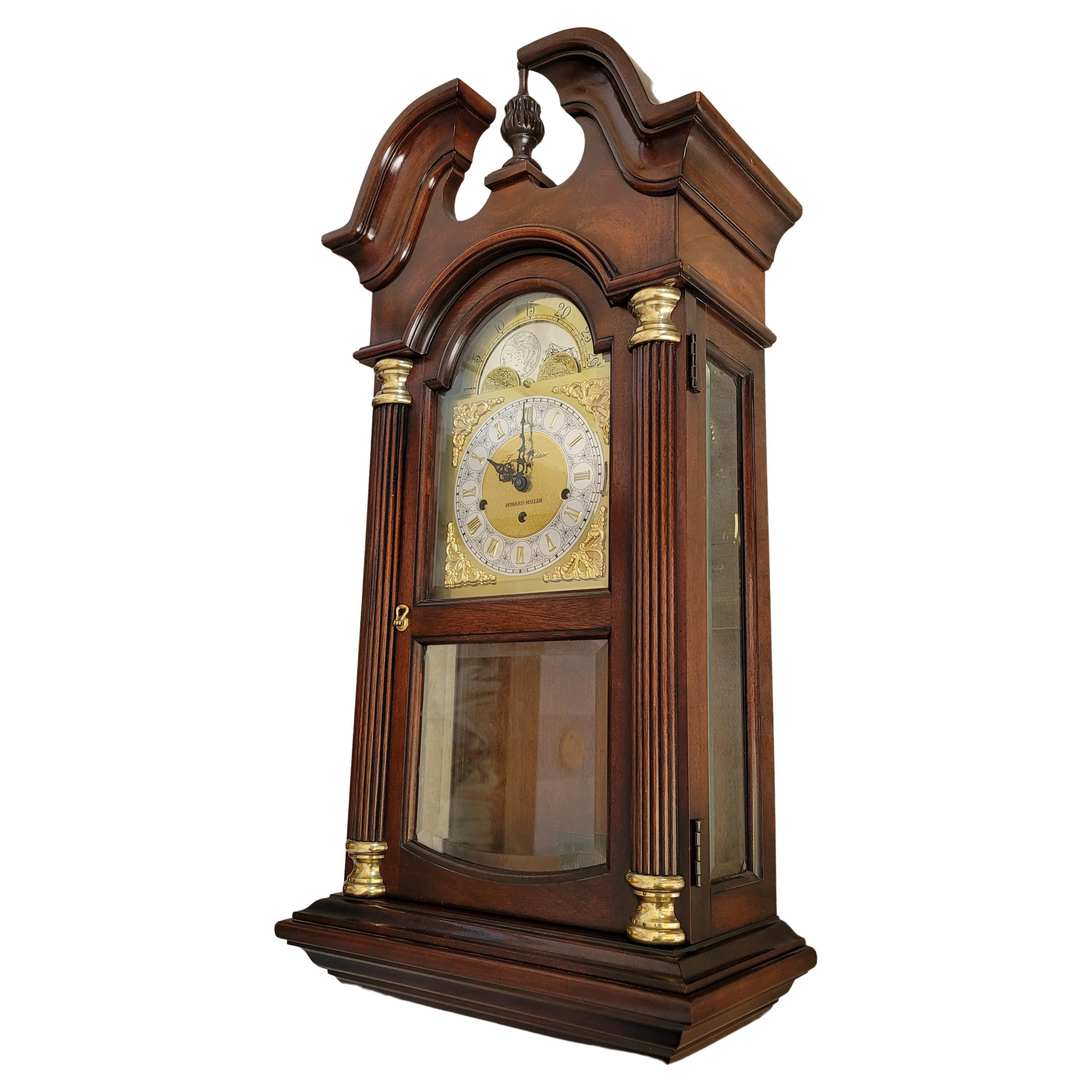 For your consideration is this 1982 Howard Miller Limited Edition Mahogany Hourglass II wall Mantle Clock. Hour glass II has a secret link with the future. One which will not only prove its own authenticity, but document each successive