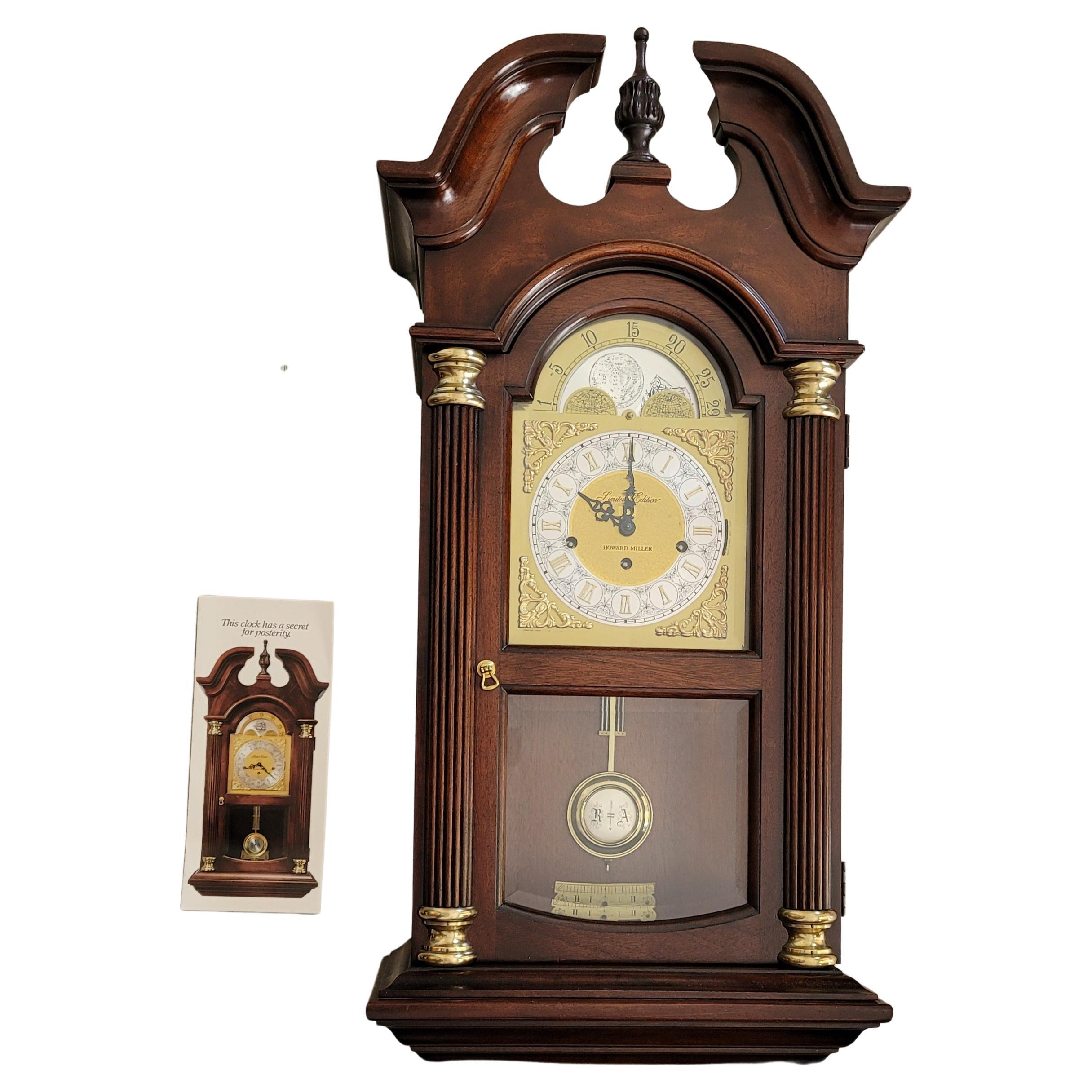 1982 Howard Miller Limited Edition Mahogany Hourglass II Mantle Clock For Sale