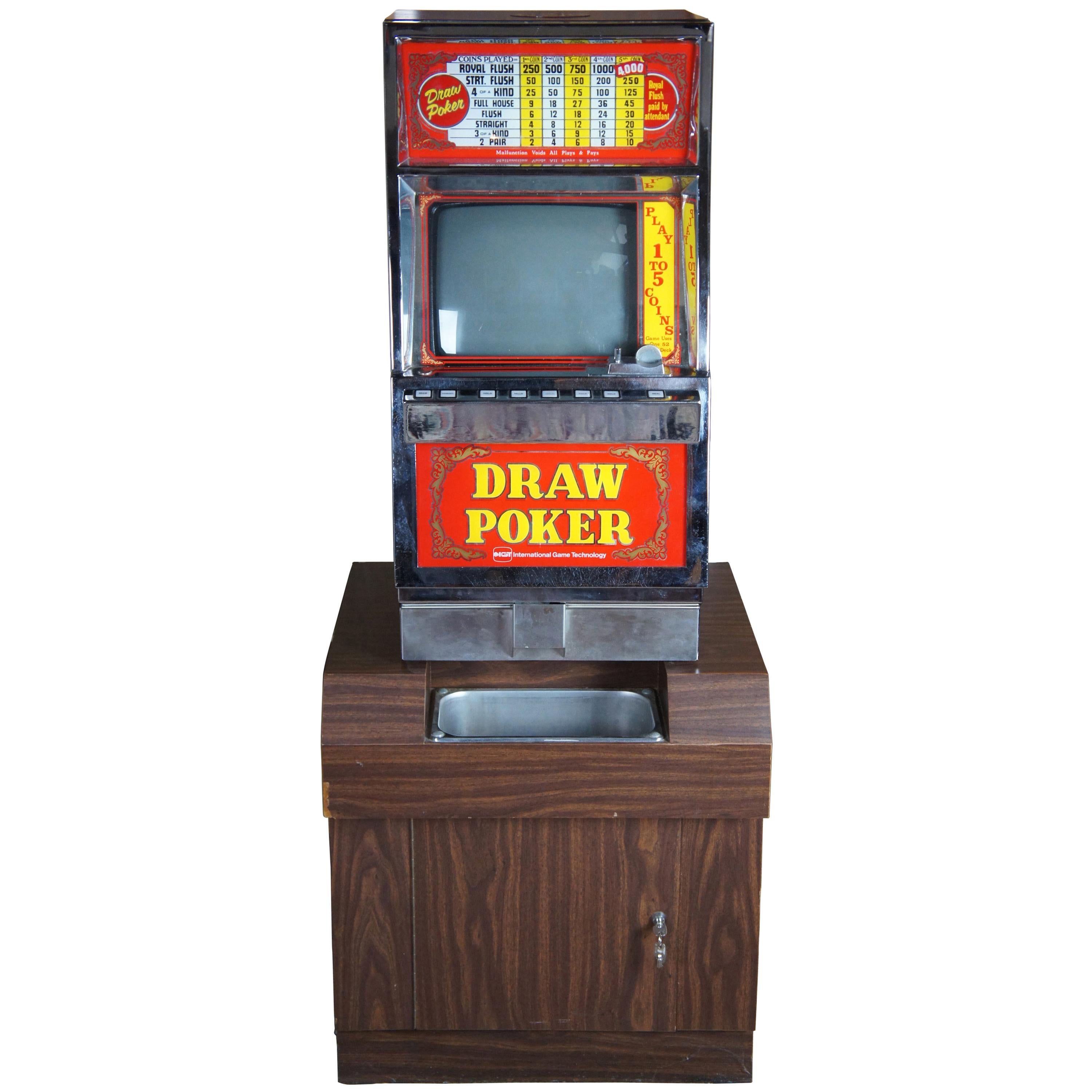 1982 IGT Draw Poker Coin Operated Slot Machine on Base